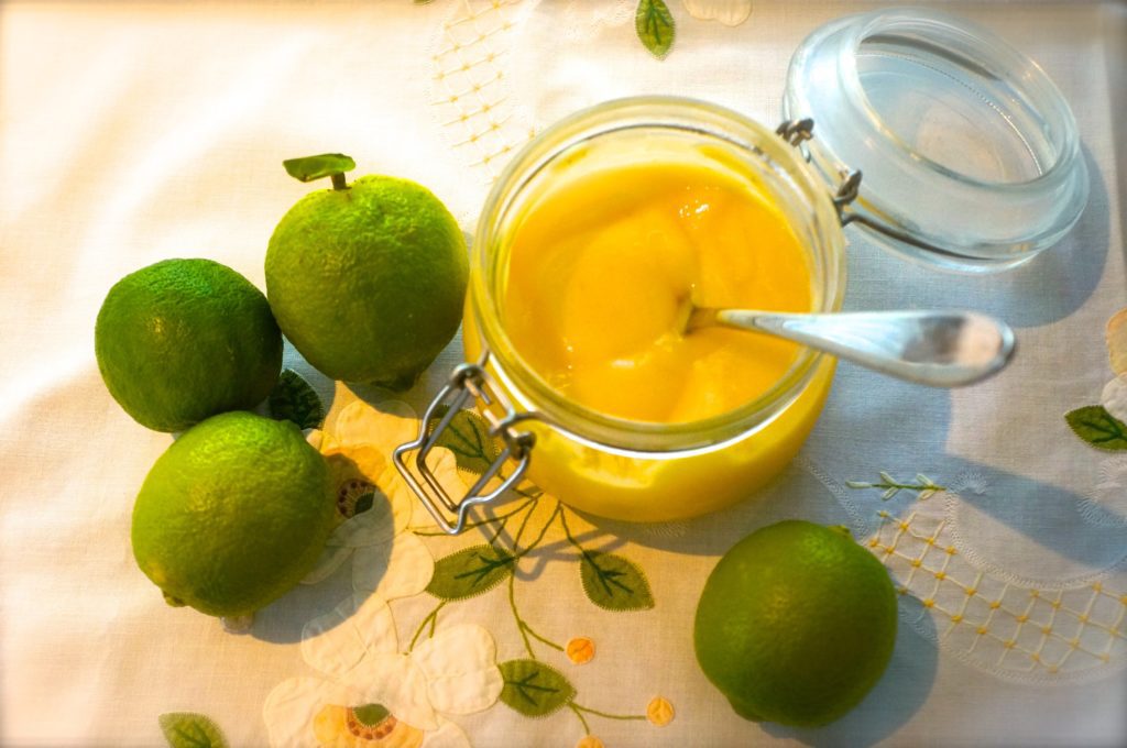 Homemade lime curd made from the fruits of my garden